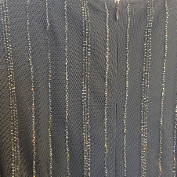 JS Collections Dusty Blue Long Sleeve Beaded Gown - Picture 7 of 8